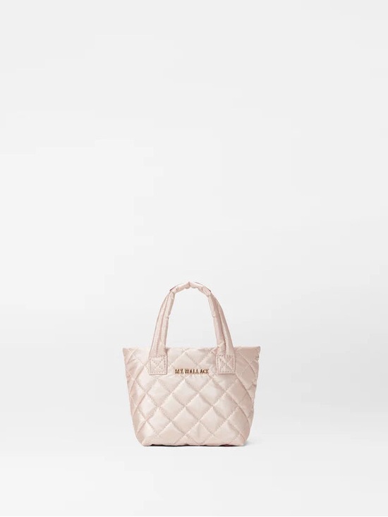 MZ Wallace Handbags - MZ Wallace Petite Metro Tote Deluxe Rose Gold Quilted Crossbody Bag
